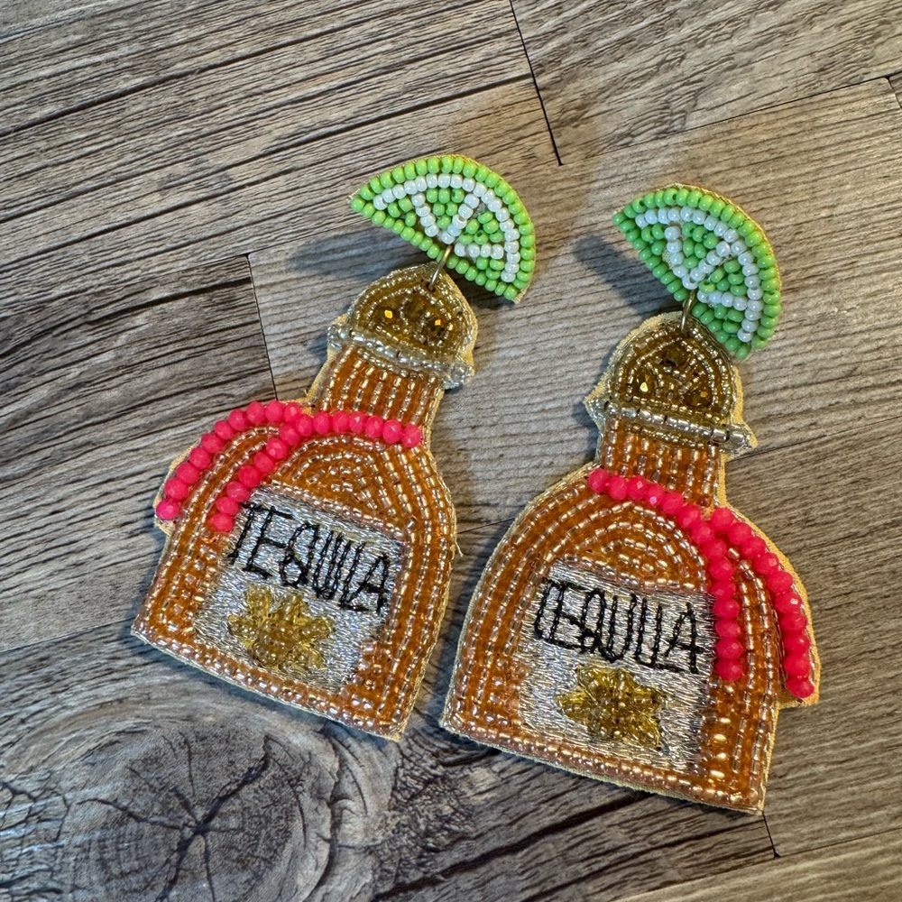 Beaded Tequila Bottle Earrings